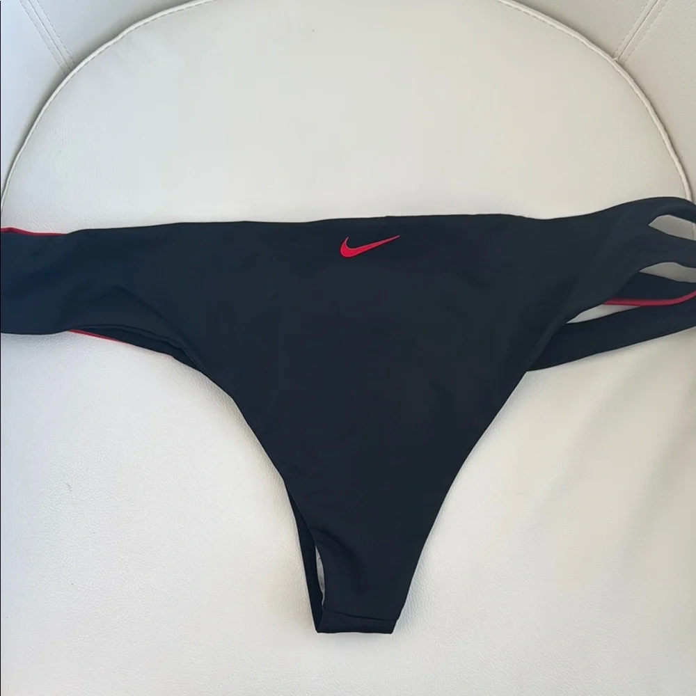 Nike Icon Sneakerkini Asymmetrical Bikini Bottom Black and Red Swimwear